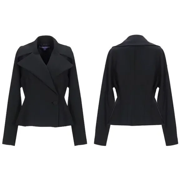 Ralph Lauren Collection Purple Label Chrystie Wool Black Blazer Jacket Sz 8